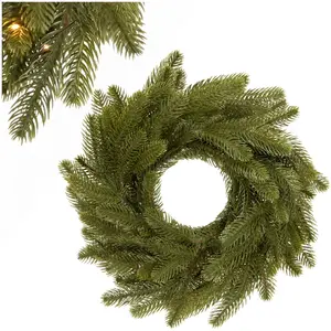 Springos CT0284 Green Fir Wreath 35 cm with 31 PE Tips and Realistic Two-Tone Design