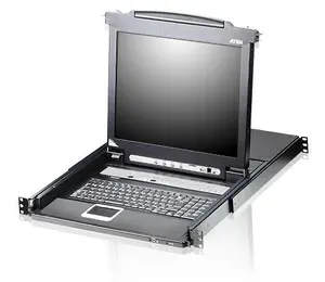 ATEN CL5708N KVM slēdzis montāžai skapī ar 19 collu LCD displeju, USB atbalstu un 8 datoru vadības iespēju