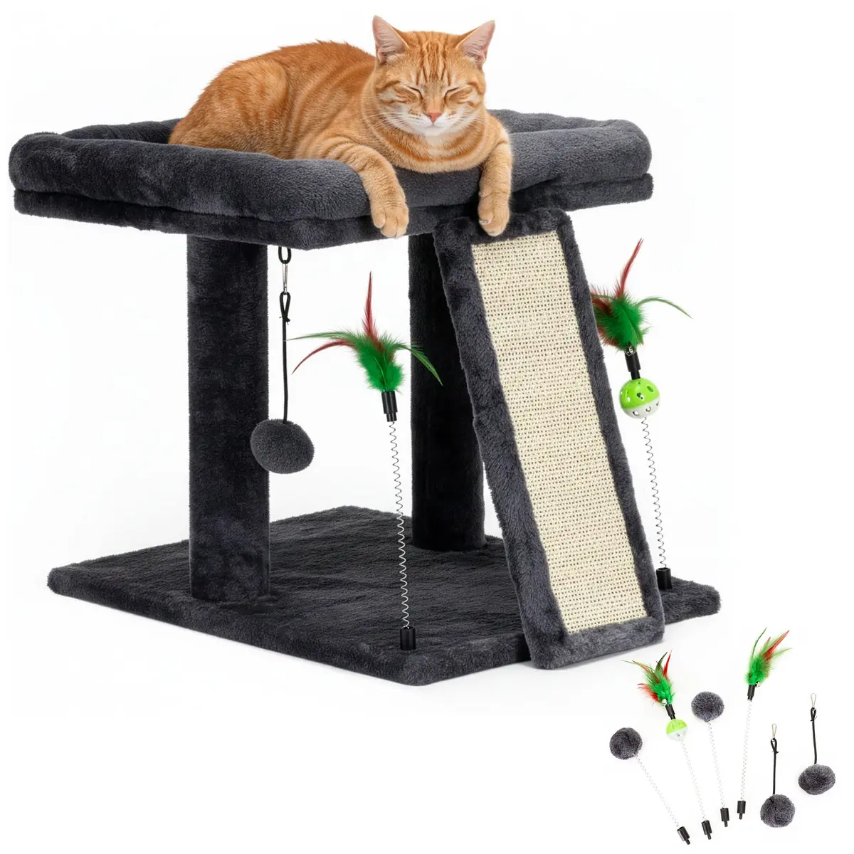 Springos PA1084 Cat Scratcher - Graphite & Cream Photo 2