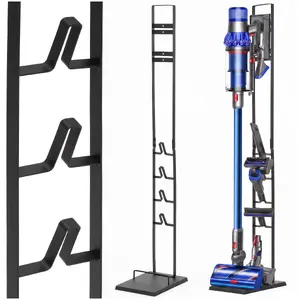 Springos HA7590 Freestanding Universal Vacuum Cleaner Stand Made of Powder-Coated Steel with 4 Tool Holders in Black