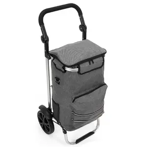 Shopping cart Springos HA7585 with 42 L capacity, aluminum frame, waterproof polyester material, thermal pocket, and 30 kg maximum load
