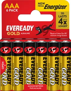 Щелочные батарейки Energizer Eveready Gold AAA/LR03, 6 штук