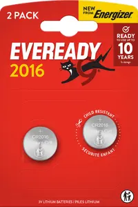 Литиевая батарейка Energizer Eveready Lithium CR2016 BP2