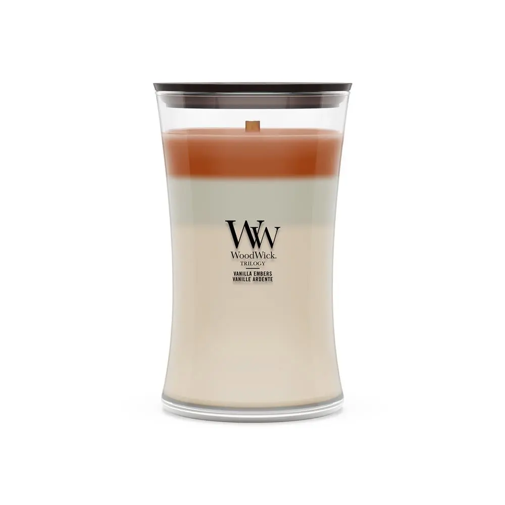 WoodWick Vanilla Embers aromatizētā svece cilindriska