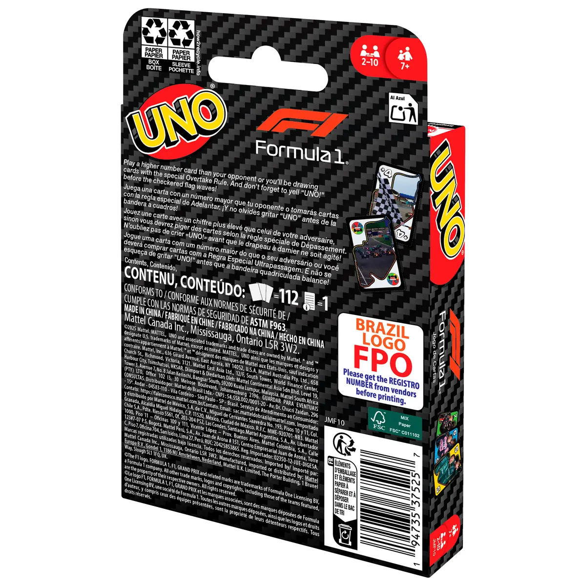 UNO F1 kāršu spēle no Mattel Photo 4