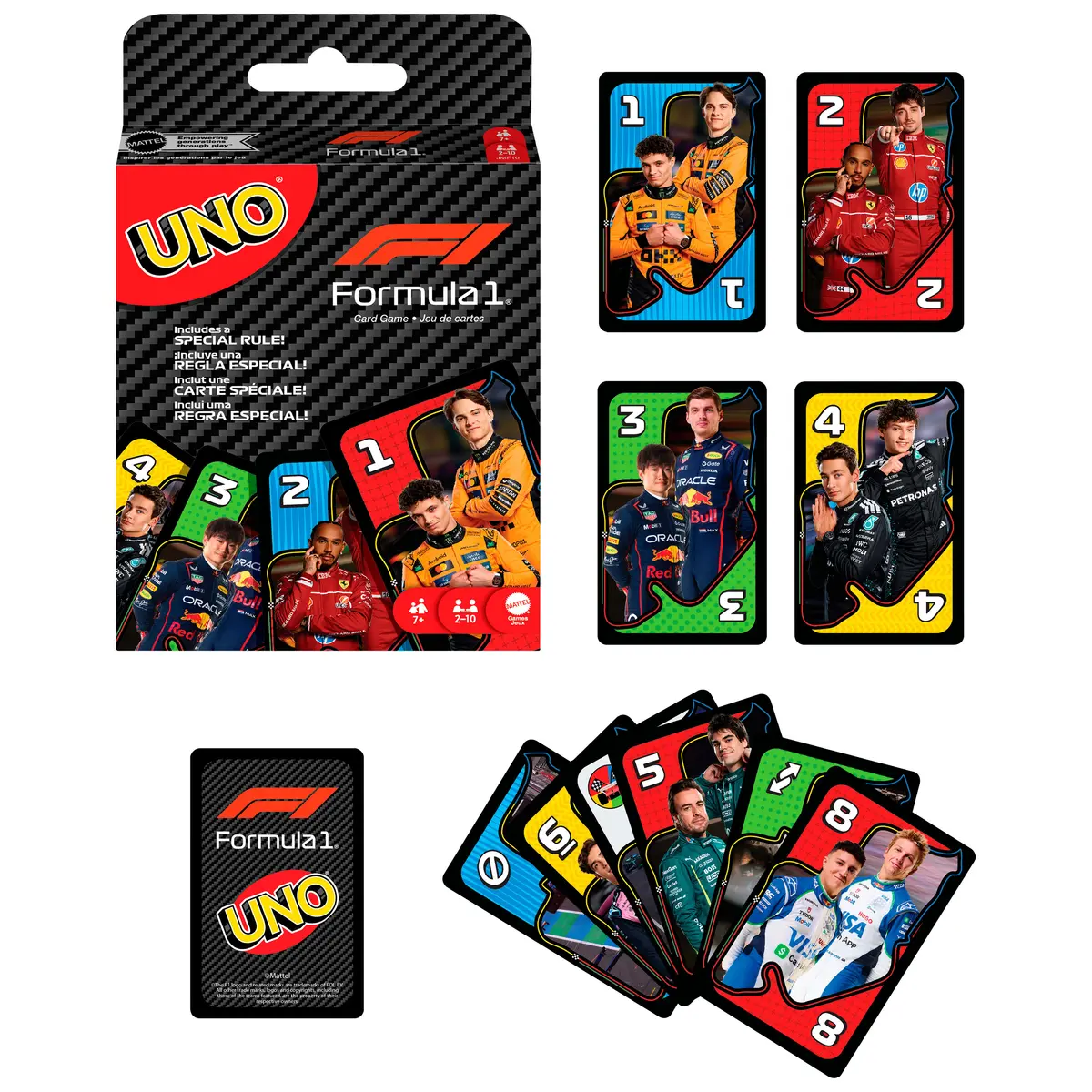 UNO F1 kāršu spēle no Mattel Photo 6