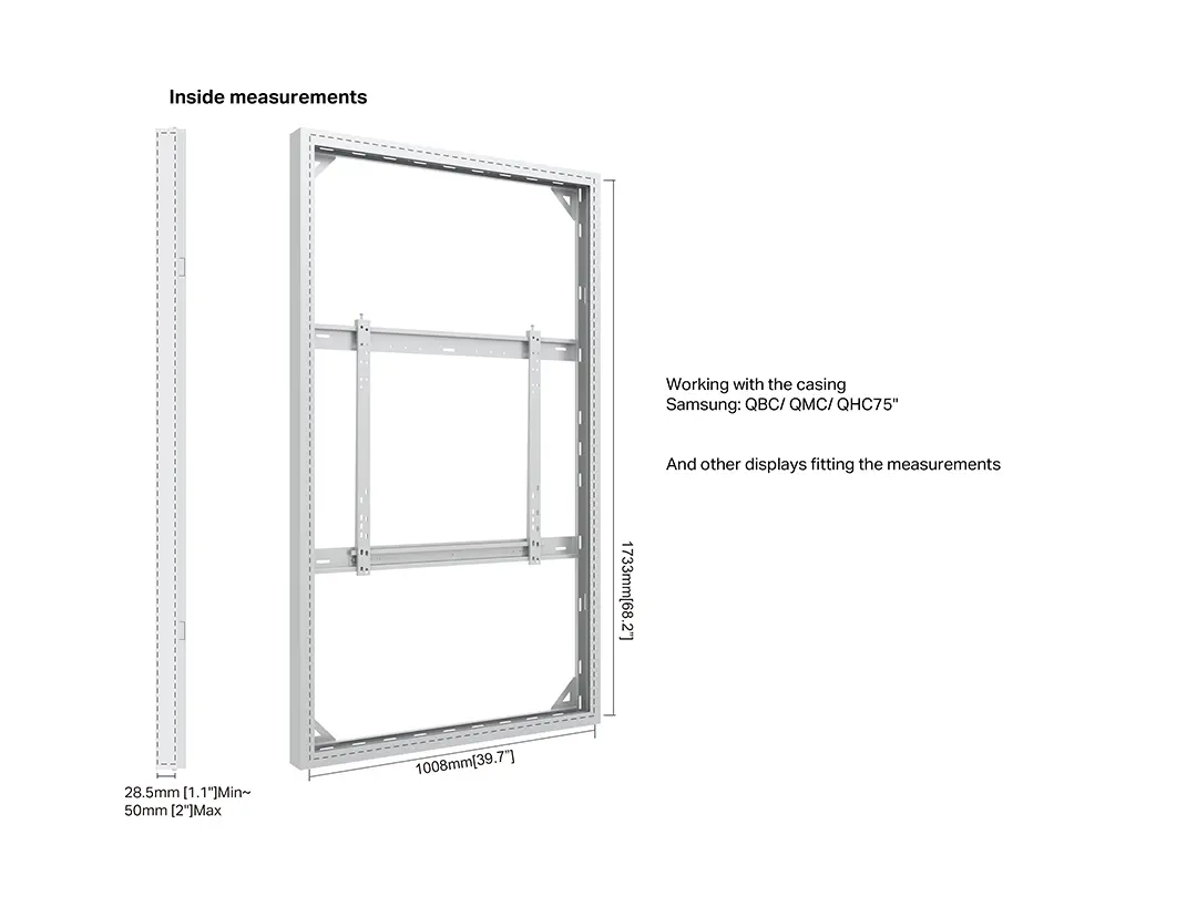 Multibrackets M Pro Series 75" Wall Slim Enclosure White Photo 13