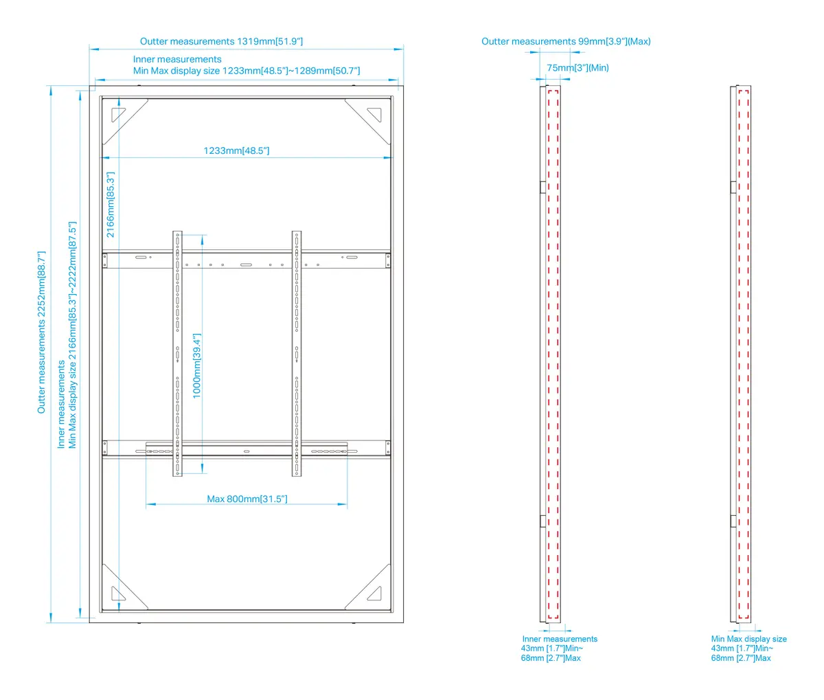 Multibrackets M Pro Series 98" Wall Slim Enclosure Photo 17