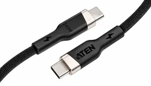 Кабель USB-C - USB-C в оплетке ATEN 2L-3102P240 240W Быстрая зарядка 2м Черный