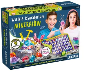 Научный набор Lisciani Im A Genius Mineral Laboratory с 40 камнями, гипсовым блоком, долотом, молотком и плакатом