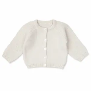 Lodger Topper knit Merino Baby Cardigan, Cream, Size 56, 70% Cotton 30% Merino Wool Button Closure