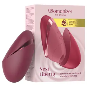 Womanizer Next Liberty klitoriālais stimulators ar 3D Pleasure Air tehnoloģiju, 8 intensitātes līmeņiem, 3 Climax Control līmeņiem, USB-C, ūdensizturīgs, bordo
