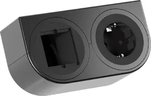 Настольный блок розетки Bachmann PIX Holder Double с 1x CEE7/3, 1x кастомным модулем, черный, кабель 2 м с вилкой CEE7/7