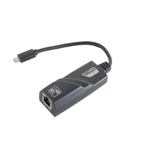S-Impuls USB Type-C Ethernet tīkla karte ar vadu savienojumu un melnu korpusu