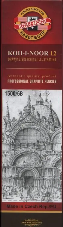 Koh-I-Noor 1500 6B grafīta zīmulis dzeltenš