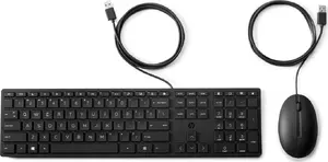 HP Wired Desktop 320MK Mouse and Keyboard Combo with USB Interface and Membrane Keys for Home and Office