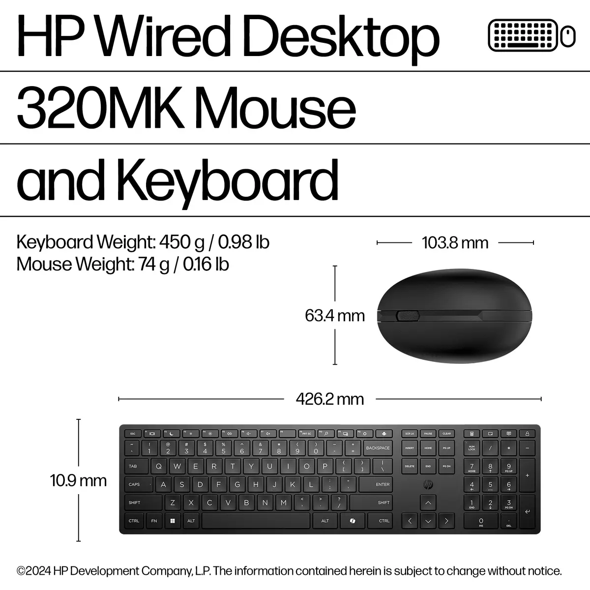 HP Wired Desktop 320MK Mouse and Keyboard Set Photo 4