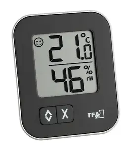 TFA MOXX Digital Hair Tension Hygrometer Black Rectangular Battery-Powered