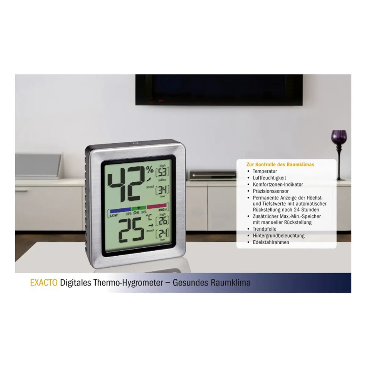 TFA EXACTO Electronic Hygrometer Silver Photo 5
