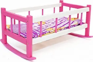 Baczek Medium Colored Wooden Cradle With Bolster For Dolls