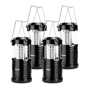 Lepro 3300007-4 Camping Lantern Set of 4 360-Degree Illumination IPX4 Splash-Resistant Foldable Design with Brightness Control