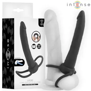 INTENSE- LUCAS ANAL DILDO WITH COCK AND TESTICLE RING SILICONE