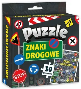 Kangur Znaki Drogowe educational puzzle featuring road signs for learning traffic rules