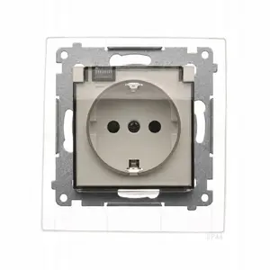 Kontakt-Simon Simon 54 Розетка Schuko для IP44 с шторками уплотнителем винтовыми клеммами прозрачной крышкой кашемир
