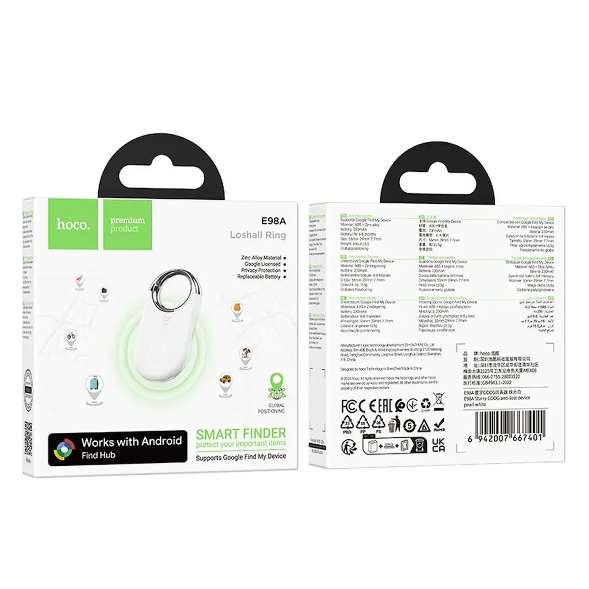HOCO E98A Google Find My Device Locator Obsidian White Photo 2