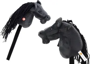 Black Long-Haired Plush Hobby Horse with Sound Effects