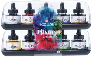 Ecoline Akvareļu krāsa 30 ml 10 gab. Caurspīdīga šķidra