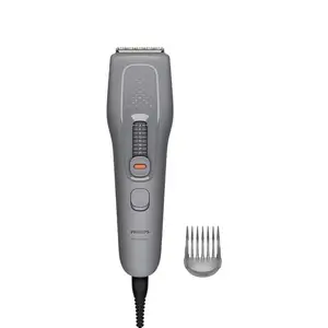 Philips 3000 series HC3722/15 hair clipper in grey with AC power, dual-cut self-sharpening stainless steel blades, and 9 length settings from 3 to 24 mm