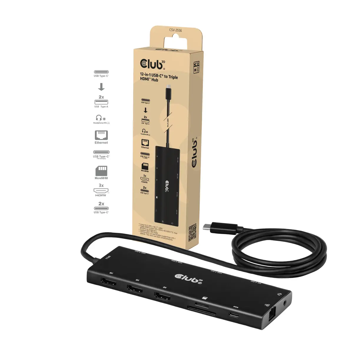 Club 3D 12-in-1 USB-C uz trīs
