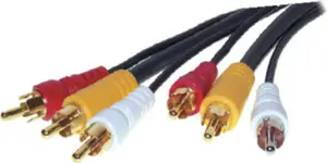 S-Conn 2m RCA komponentu YPbPr video kabelis ar 3 x RCA savienotājiem melnā, sarkanā, baltā un dzeltenā krāsā