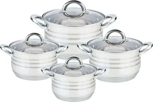 Maestro MR-3513-8 8-Piece Stainless Steel Cookware Set with Lids