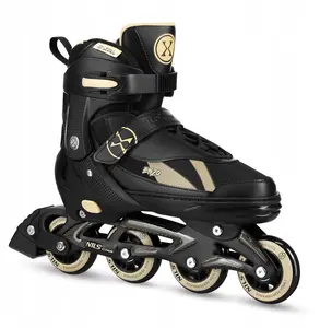 Adjustable Recreational Roller Skates Nils Extreme NH382 Black and Beige Size 36-39
