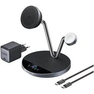 Anker Prime Wireless Charging Station 3-in-1 MagGo AirCool Dock Stand Black USB Type-C Fast Charging