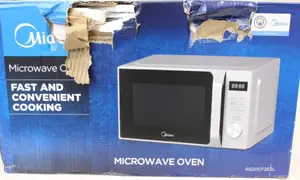 Midea AG20CF2ESL Free-standing Microwave Oven with Grill, 700 W, 20 L Capacity, Digital Control, Display, Silver