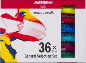 Talens Amsterdam Akrilkrāsu komplekts Artequipment General Selection 36 tūbiņas pa 20 ml