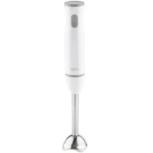 Muhler MB-233 Hand blender 200W with single speed setting, detachable stainless steel attachment, and ergonomic grip