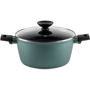 Luigi Ferrero Smart FR-2418 Cooking Pot with Lid 4.3L Forged Aluminum Marble Non-Stick Coating Induction Compatible
