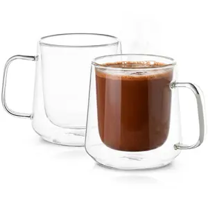 Luigi Ferrero Coffeina FR-8049 Mug Set 2pcs 360ml Borosilicate Glass Double Walled