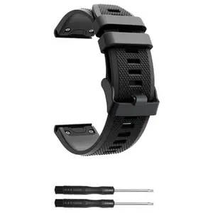 Riff QuickFit 22mm Silicone Strap for Garmin Fenix 5, 6, 7, Epix Gen 2, Approach S60, S62, S70 47mm Black