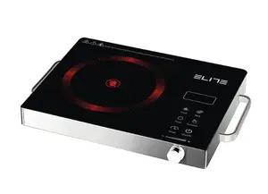 Elite 71292 Infrared Cooker with LED Display, 2200W Touch Control, Knob Adjustment, and Unpolished Ceramic Glass