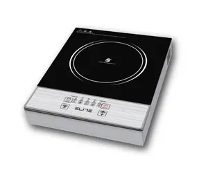 Elite 71295 Infrared Cooker with 2200W Power, Button Control, Unpolished Ceramic Glass Surface, Stainless Steel Frame, and 3-Hour Timer