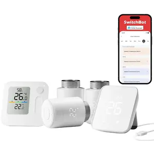 Switchbot W7830002 Smart Radiator Thermostat Kit with 3 Thermostats Hub 2 and Control Panel