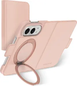 dbramante1928 Copenhagen MS Kick ICON flip case for Apple iPhone Duo with 5.4-inch screen, desktop stand, and 3 card pockets in pink sand