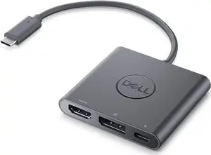 Dell USB-C uz HDMI/DP adapteris ar Power Pass-Through USB 3.2 Gen 2 Type-C melns