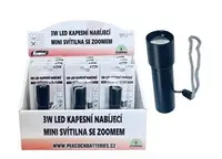 Konnoc S-159 3W LED Mini metāla USB uzlādējama kabatas lukturītis ar zoom