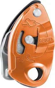 Страховочное устройство Petzl GRIGRI алюминий и сталь красный и оранжевый